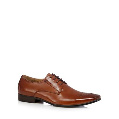 Designer tan leather punched lace up shoes